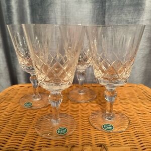 Set Of 4 Vintage Stuart Crystal  England  6.5” Water Goblet Glasses